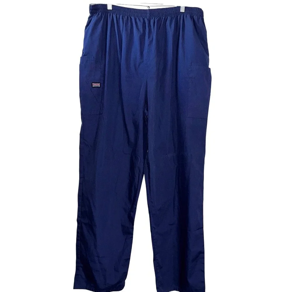Cherokee Workwear Women's 2XL Navy Blue Scrub Pants Elastic Waist 65% Polyester - Picture 1 of 7